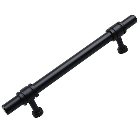Gliderite Hardware 5-1/16 in. Center to Center Matte Black Barrel Ring Bar Pull - 4340-128-MB 4340-128-MB-1
